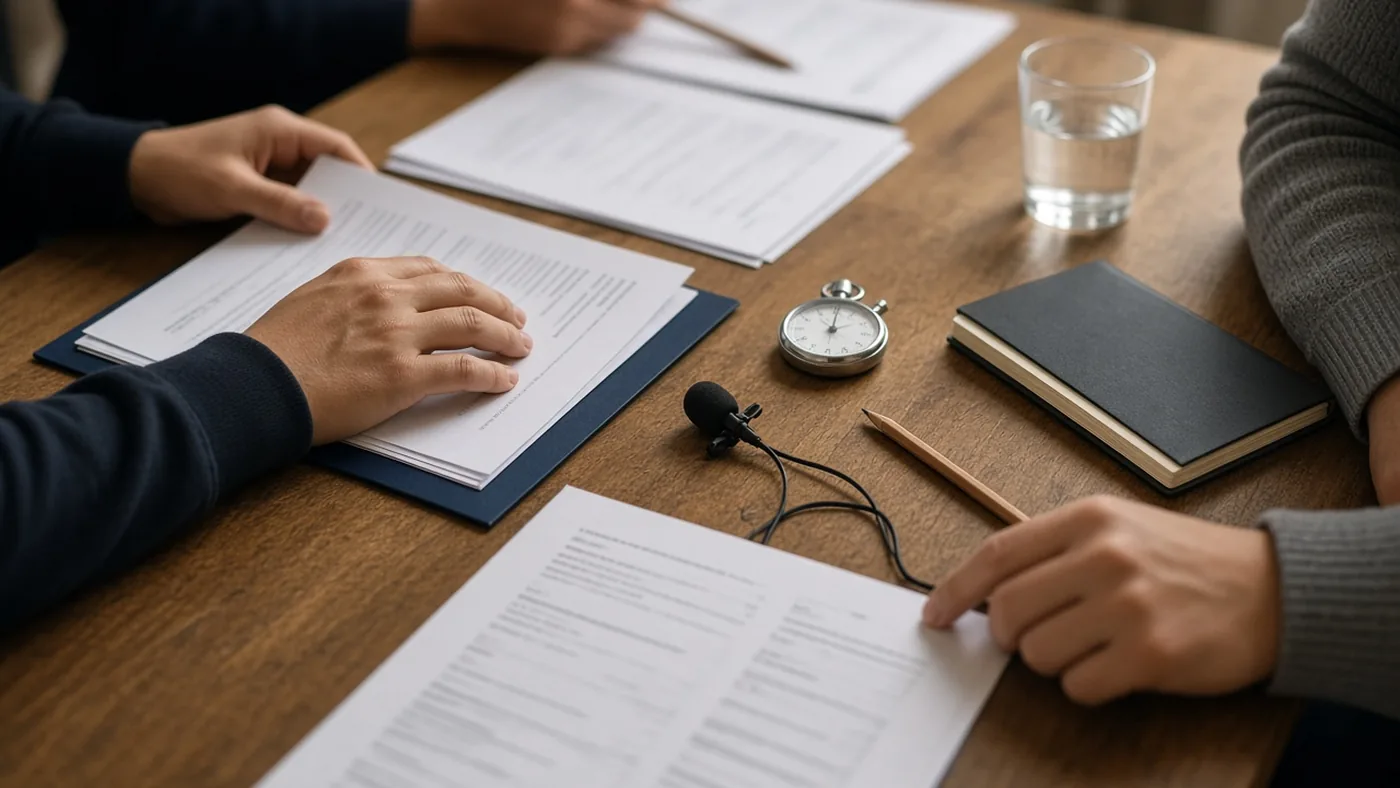 Intake en presentatiechecklisten op een werktafel in het Utrechtse masterclasscentrum aan de Maliebaan